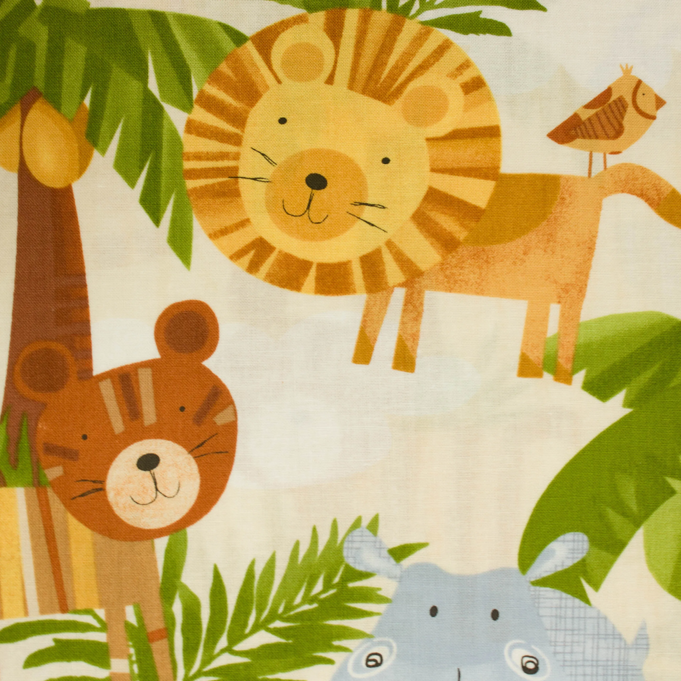 Katoen ecru met kindertekening van dieren